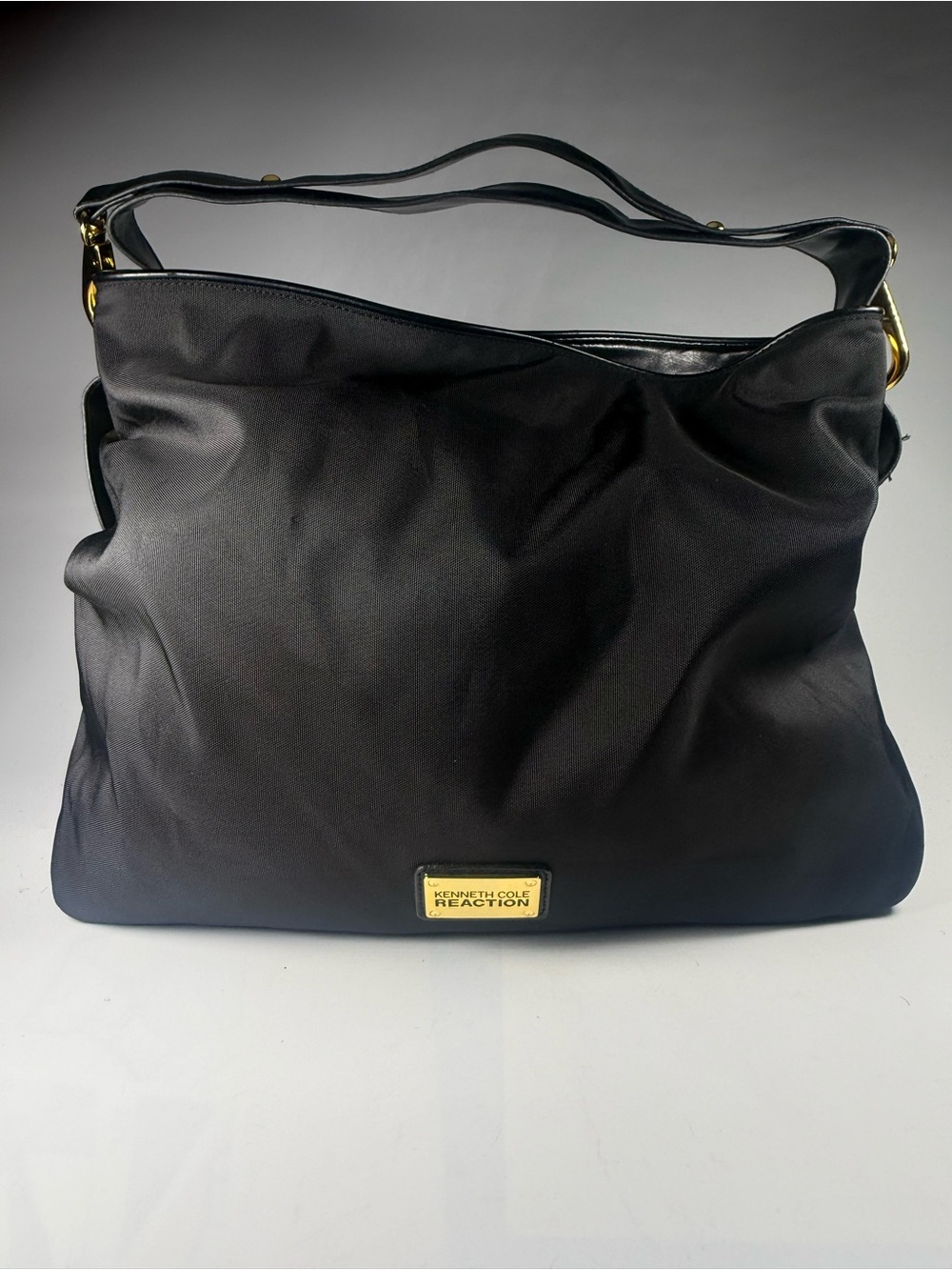 Kenneth Cole Reaction Black Nylon Large Hobo Shoulder Bag Tote Purse